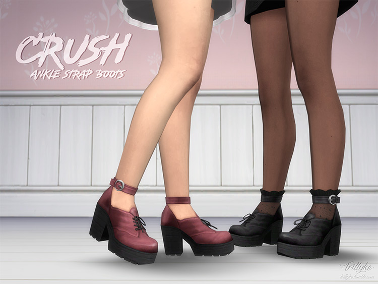 Crush Ankle Strap Boots for Sims 4