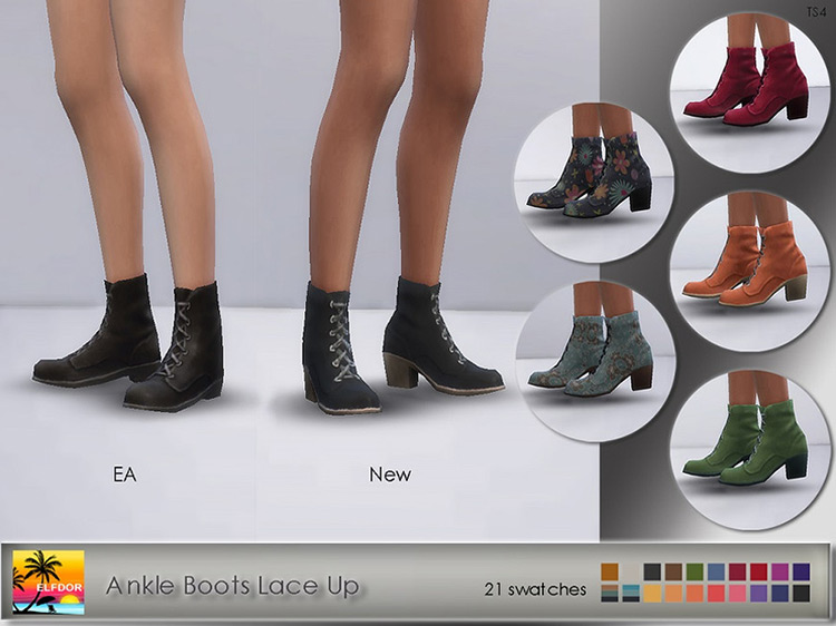 Lace Up Ankle Boots Sims 4 CC