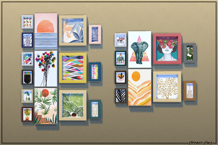 College Wall Art Sets / Sims 4 CC