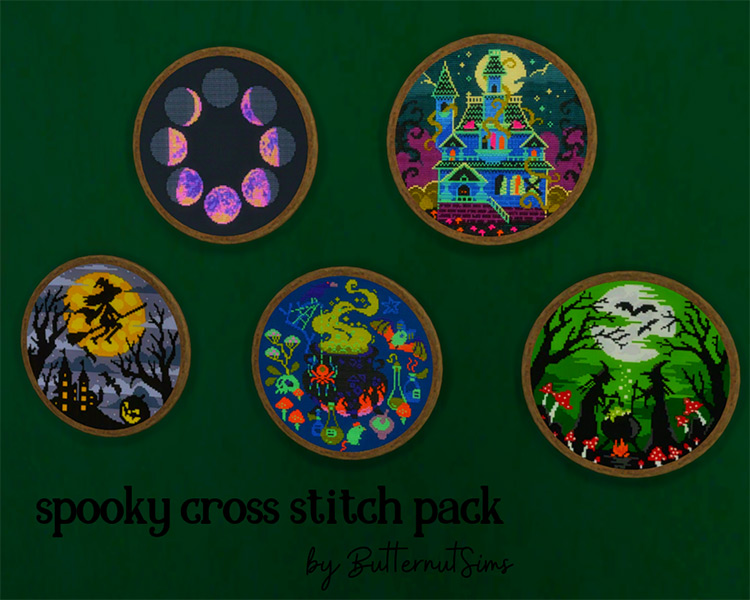 Spooky Cross Stitch Pack / Sims 4 CC