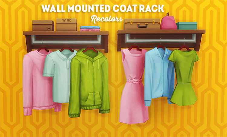 Wall Mounted Coat Rack with Shelf / Sims 4 CC