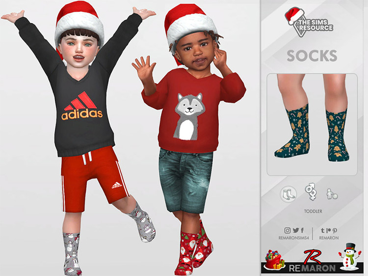 Christmas Socks for Toddler 01 by remaron for Sims 4