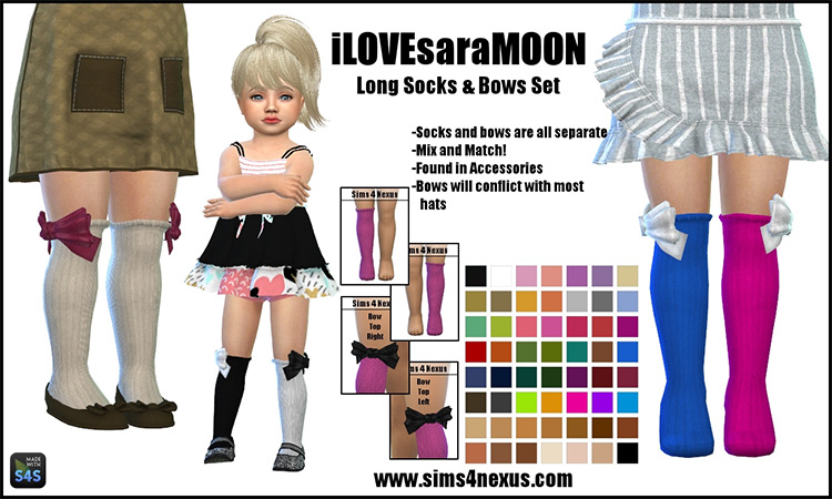 iLOVEsaraMOON Socks & Bows Set by SamanthaGump TS4 CC
