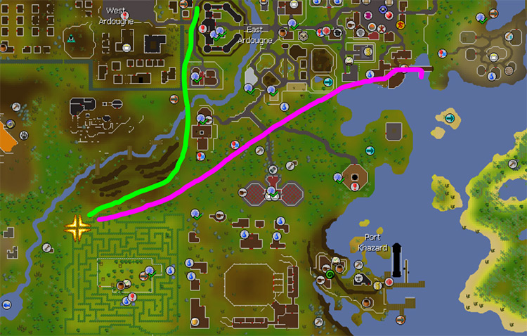 Routes to Tree Gnome Village (Map) / OSRS