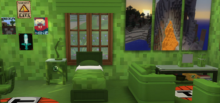 Pinkfizz Minecraft Bedroom CC Set (TS4)