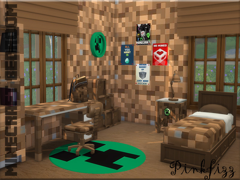 Pinkfizz Minecraft Bedroom Set / Sims 4 CC