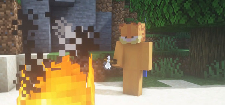 Garfield Skin with axe in Minecraft