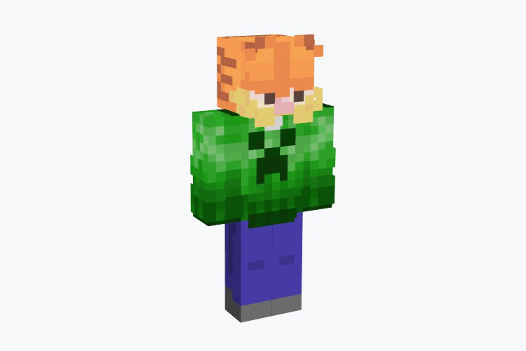 Garfield in Creeper Attire Minecraft Skin