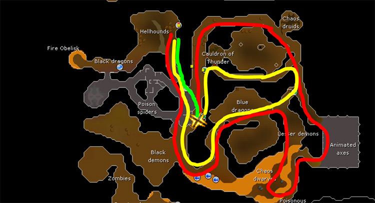 Taverley Dungeon Routes on Map / OSRS