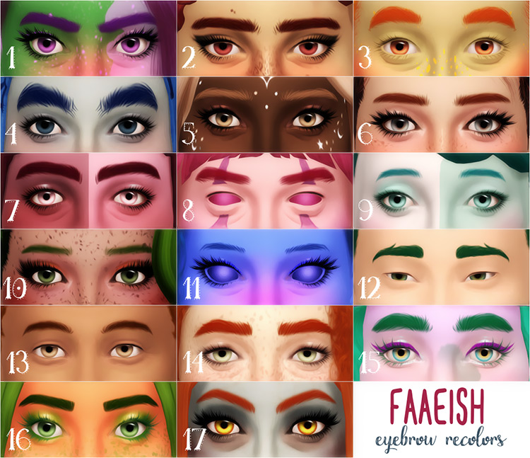 Faaeish Eyebrow Recolors in Sorbets Remix / Sims 4 CC