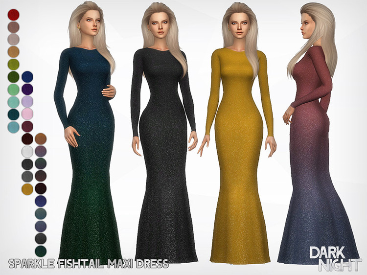 Sparkle Fishtail Maxi Dress / Sims 4 CC