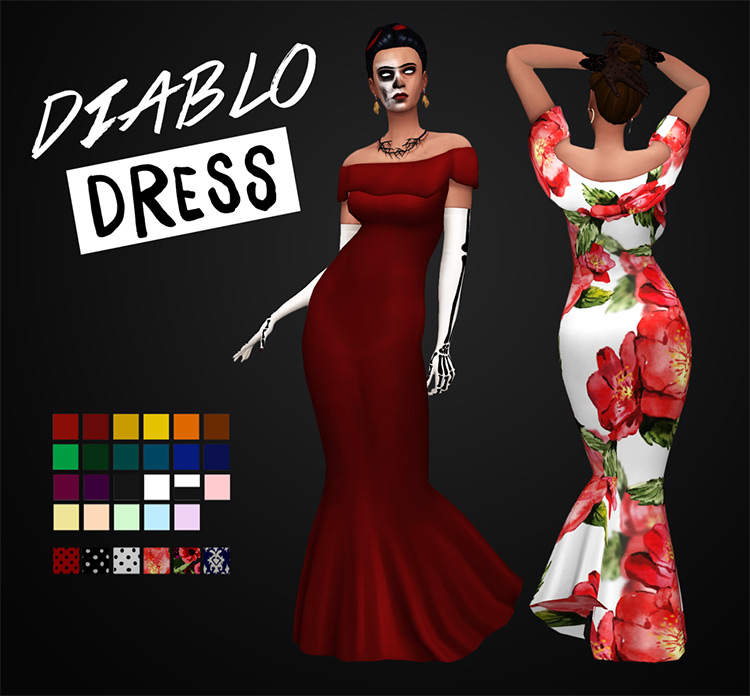 Diablo Dress + Lacy Gloves / Sims 4 CC