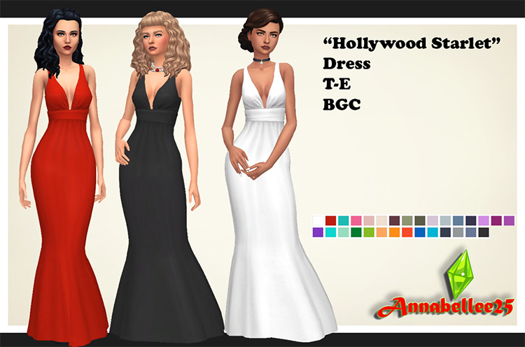 Hollywood Starlet Dress / Sims 4 CC