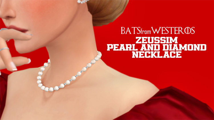 Zeussim Pearl & Diamond Necklace / Sims 4 CC