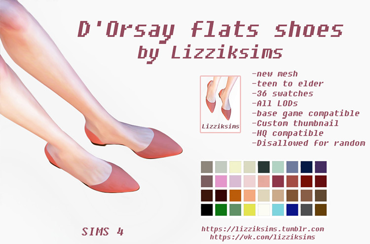 d’Orsay Flats Shoes / Sims 4 CC