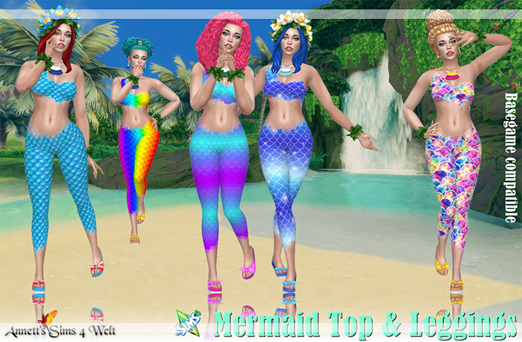 Mermaid Top & Leggings by annett’s sims 4 / Sims 4 CC