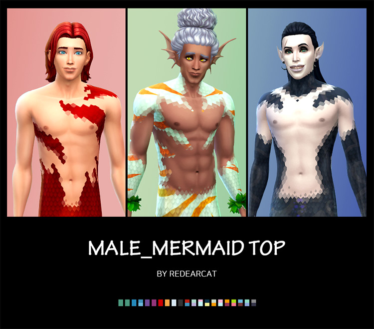 Male Mermaid Top by redearcat / Sims 4 CC