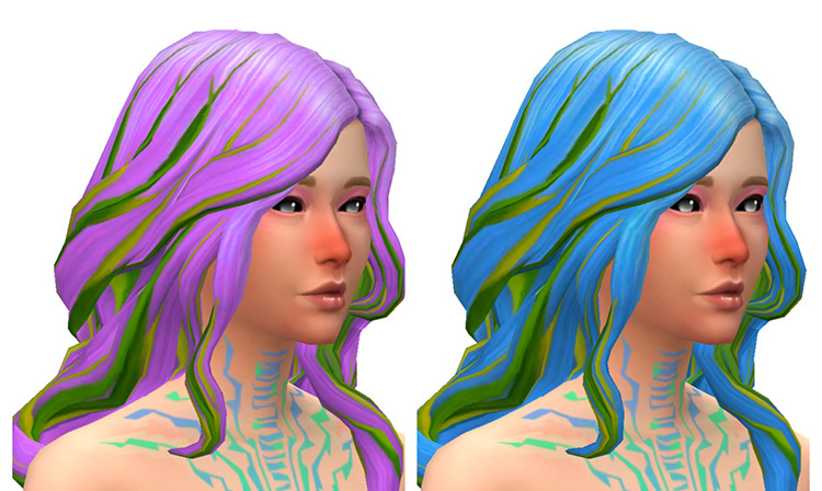 Kelpy Curls Hair close-up preview / Sims 4 CC