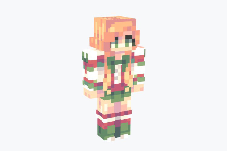 Red & Green Christmas Girl Minecraft Skin