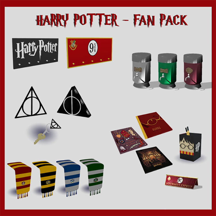 Harry Potter Fan Pack by cherryonkpop TS4 CC