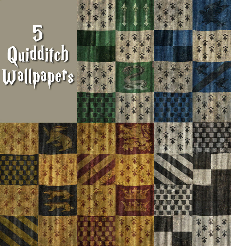 Five Quidditch Wallpapers by Potterhead Sims for Sims 4