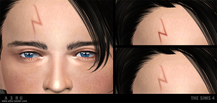 Harry Potter’s Lightning Bolt Scar for TU-AU by Slums (a3ru) for Sims 4