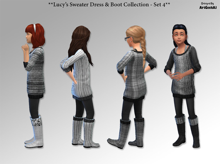 Lucy’s Sweater Dresses & Boots / Sims 4 CC