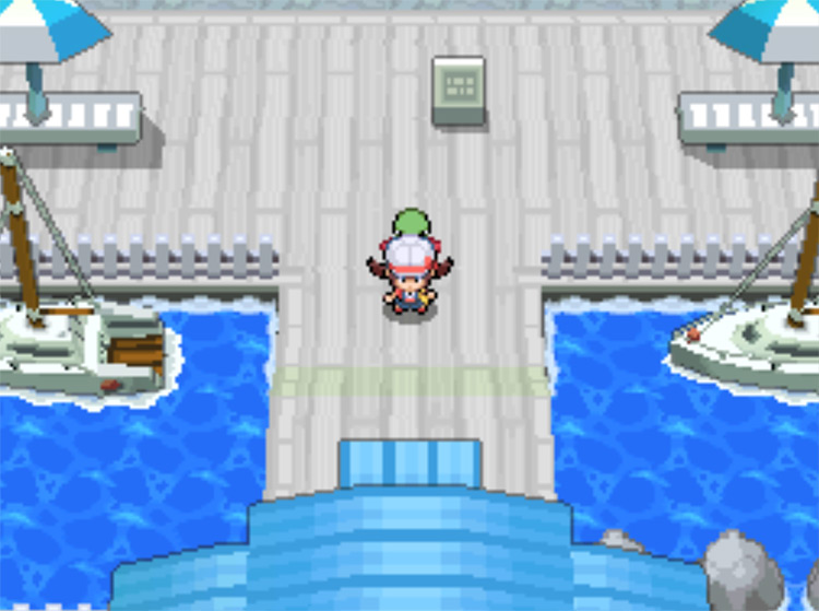 The entrance to the S.S. Aqua in Olivine City / Pokemon HGSS