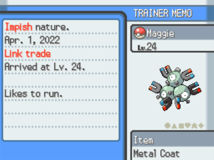 Your brand new Magneton named Maggie / Pokemon HGSS