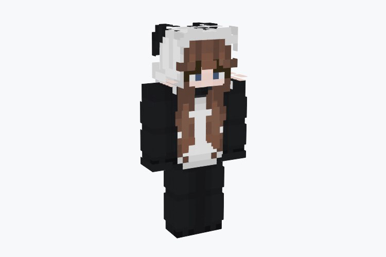 Brunette Girl in Panda Onesie / Minecraft Skin