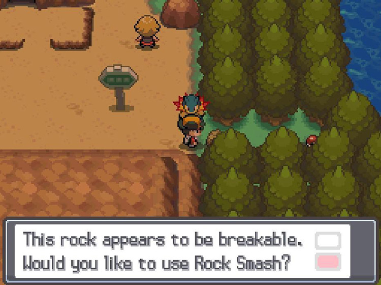 After getting the Zephyr Gym Badge, you can use Rock Smash outside of battle / Pokémon HGSS