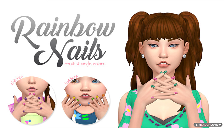 Rainbow Nails by simlaughlove TS4 CC