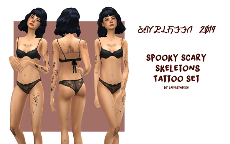 Spooky Scary Skeletons Tattoo Set by lafiestatech TS4 CC
