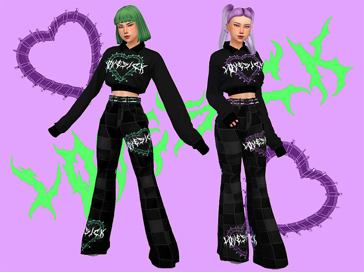 LOVESICK Punk Rock Pants/Jeans by simmingwithboba for Sims 4