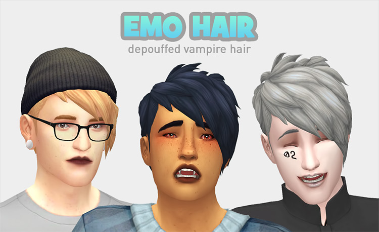 Emo Hair: Depouffed Vampire Hair by cabsim Sims 4 CC