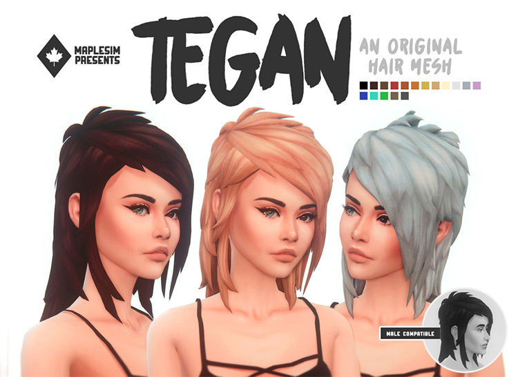 Tegan Hair by maplesim for Sims 4