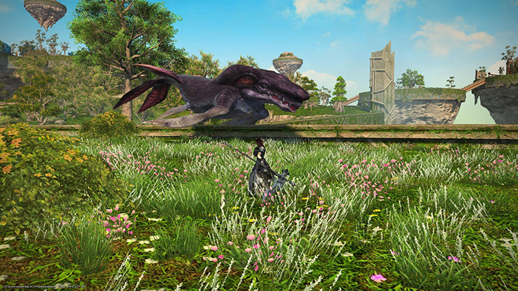 The B Rank Elite Hunt Shockmaw, in the lands of Elpis / FFXIV