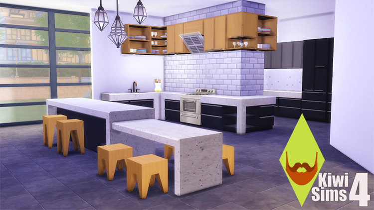 Deep Concrete Kitchen / Sims 4 CC