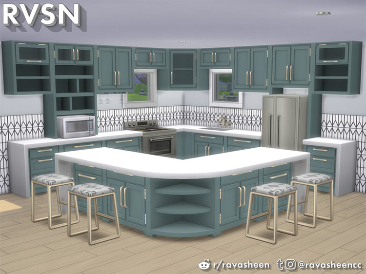 Sims 4 Maxis Match Kitchen Cc The, Add Breakfast Bar To Kitchen Island Sims 4