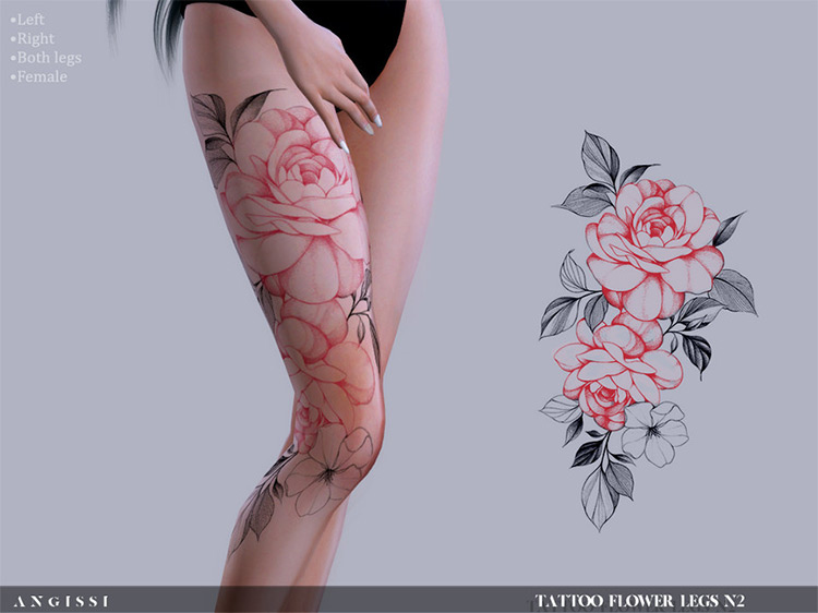 Flower Legs N2 Tatoo / Sims 4 CC