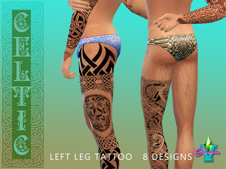 SimmieV Celtic Left Leg Tattoos / Sims 4 CC