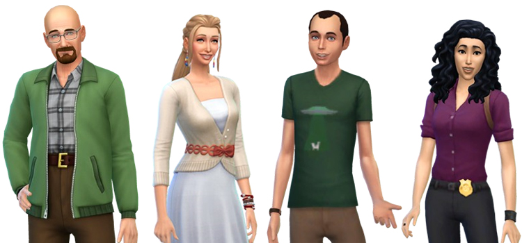 Walter White, Phoebe Buffay, Sheldon Cooper, and Rosa Diaz (TS4)