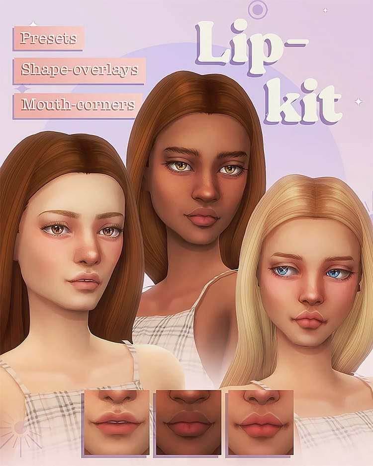 Lip-Kit: Presets, Shape-Overlays & Mouth Corners / Sims 4 CC