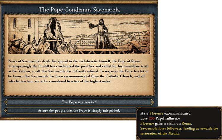 Choose the options that say “Savonarola loses followers” if you want to stay as a republic / EU4