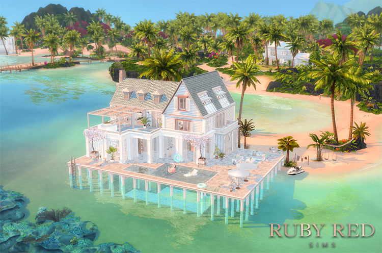 Hamptons Beach House / Sims 4 CC