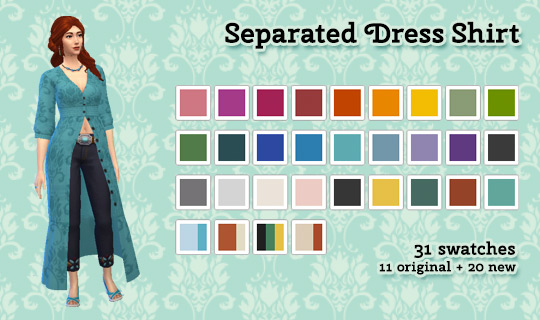 Separated Dress Shirt + Recolors / Sims 4 CC