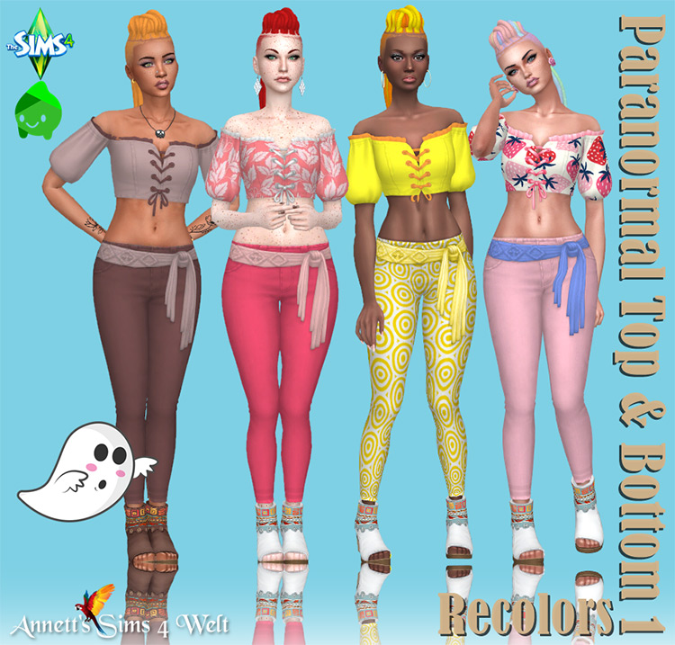 Paranormal Tops & Bottoms Recolors / Sims 4 CC