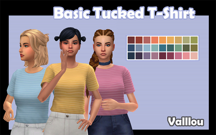 Basic Tucked T-Shirt / Sims 4 CC