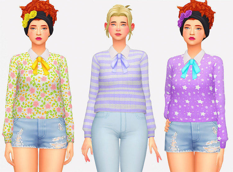 Bow Collar Sweater / Sims 4 CC