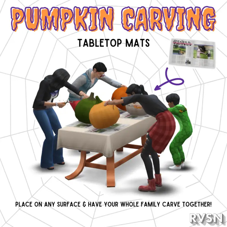 Tabletop Pumpkin Carving Mats (Spooky Day Stuff Required) / Sims 4 CC